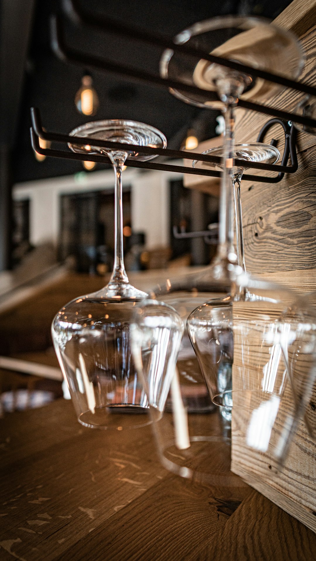 hanging glasses of wine